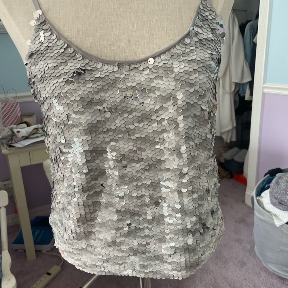 Sugarlips Silver Sequin Tank Top